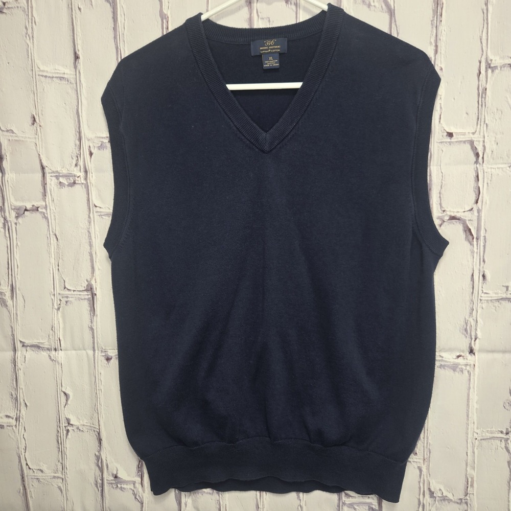 Brooks Brothers "346" Sweater Vest Mens Sz XL Navy Pullover‎ 100% SUPIMA Cotton